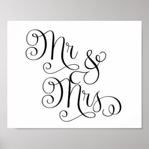 Poster Panneau de mariage - M. et Mme -