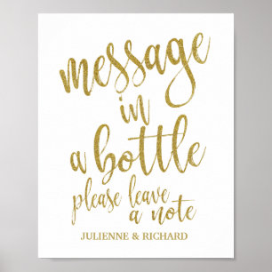 Poster Panneau de mariage Message dans une bouteille pail