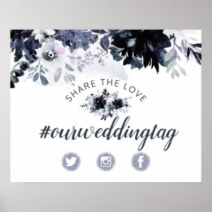 Poster Panneau de mariage Nocturnal Floral Share the Love