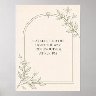 Poster Panneau de mariage Olive Botanical Sparkler Send-O