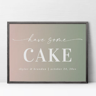 Poster Panneau de mariage Ombre Rose & Vert Ayez du gâtea