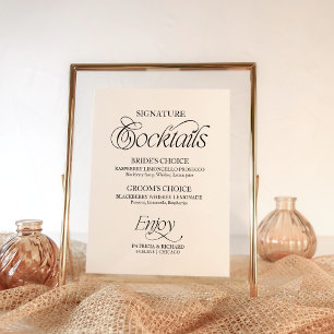 Poster Panneau de mariage pour cocktails signature minima