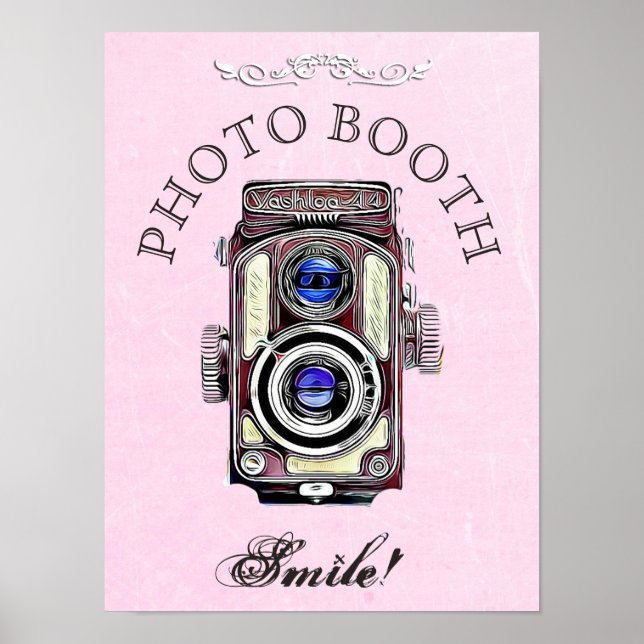 Poster Panneau de mariage pour Photobooth, Appareil photo (Devant)