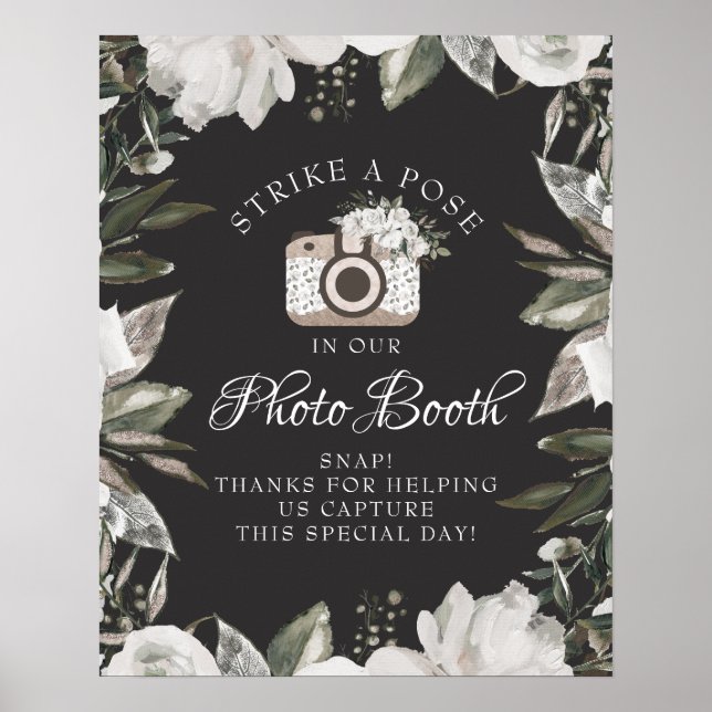 Poster Panneau de mariage pour Photobooth floral rétro Ch (Devant)