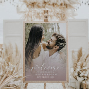 Poster Panneau de mariage rose blush photo de script mode