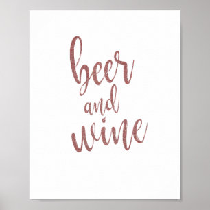 Poster Panneau de mariage Rose Gold Glitter 8x10 Bière et
