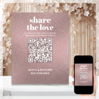 Panneau de mariage Rose Gold QR Code Share The Lov