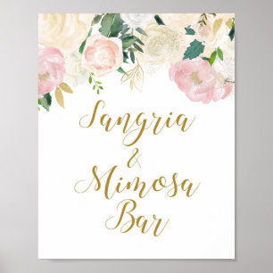 Poster Panneau de Mariage Rose Pâle et Or