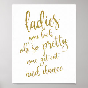 Poster Panneau de Mariage Salle de Bain Dames Paillettes 