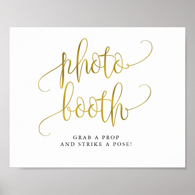 Poster Panneau de mariage stand photo typographie or (Devant)