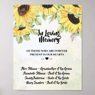 Poster Panneau de mariage Tournesols En Mémoire Affectueu