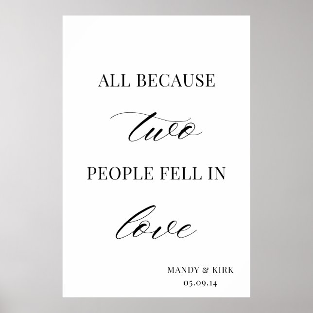 Poster Panneau de mariage « Tout simplement parce que deu (Devant)