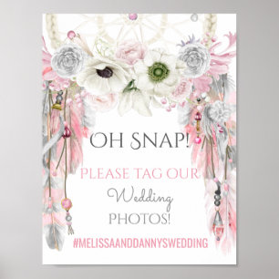 Poster Panneau de mariage tribal boho Dream Catcher pour