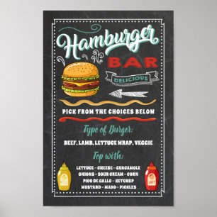 Poster Panneau de menu de bar à hamburgers pour fête