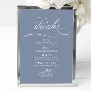 Poster Panneau de menu de bar de boissons de mariage Bleu