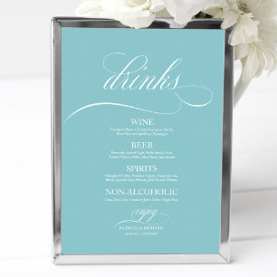 Poster Panneau de menu de bar de boissons de mariage Chic