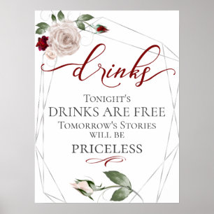 Poster Panneau de menu de bar de boissons gratuites drôle