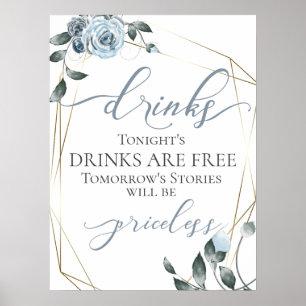 Poster Panneau de menu de bar de boissons gratuites drôle