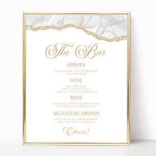 Poster Panneau de menu de bar de fête en agate élégante o