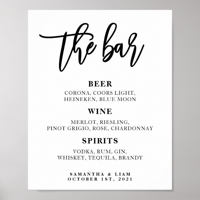 Poster Panneau de menu de bar de mariage (Devant)