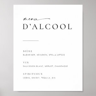 Poster Panneau de menu de bar de mariage chic écriture mo