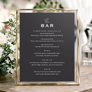 Poster Panneau de menu de bar de mariage classique chic m