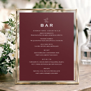 Poster Panneau de menu de bar de mariage classique chic m
