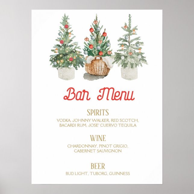 Poster Panneau de MENU de BAR pour Noël sapins (Devant)