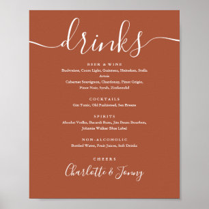 Poster Panneau de menu de boissons à écriture Signature T