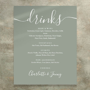 Poster Panneau de menu de boissons à écriture signature v