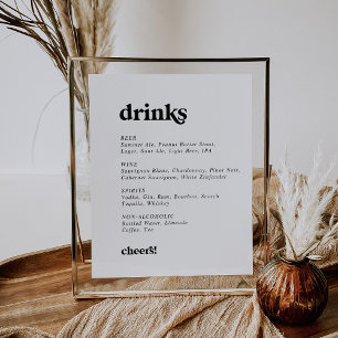 Poster Panneau de menu de boissons de mariage à typograph