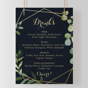 Poster Panneau de menu de boissons de mariage géométrique