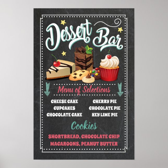 Poster Panneau de menu de buffet de desserts (Devant)