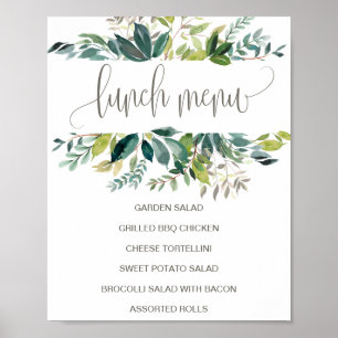 Poster Panneau de menu de déjeuner de feuillage