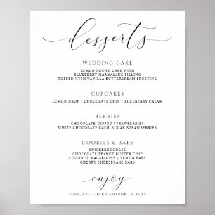 Poster Panneau de menu de desserts de mariage Écriture él