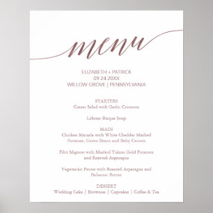 Poster Panneau de menu de mariage à la calligraphie or ro