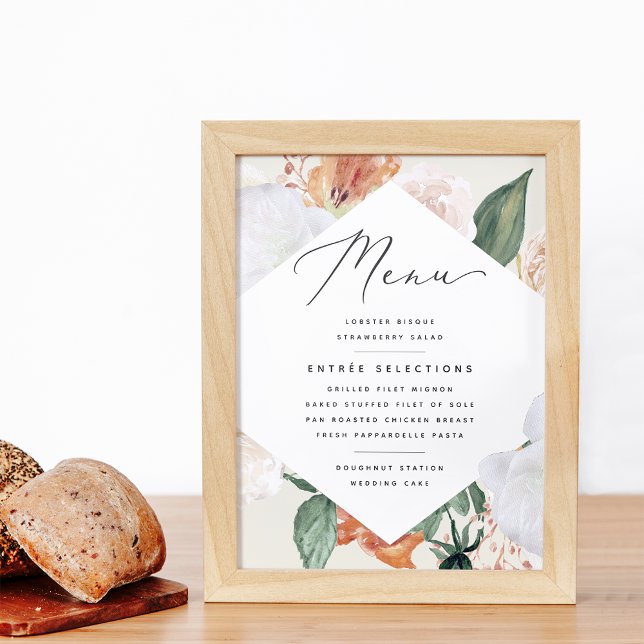 Poster Panneau de menu de mariage Boho Blooms (Créateur téléchargé)