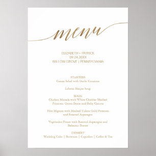 Poster Panneau de menu de mariage élégant en calligraphie
