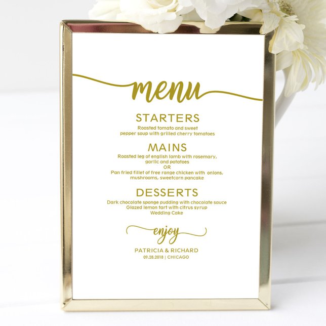 Poster Panneau de menu de mariage Rustique Chic Calligrap (Créateur téléchargé)