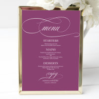 Panneau de menu de mariage simple élégant rose cas