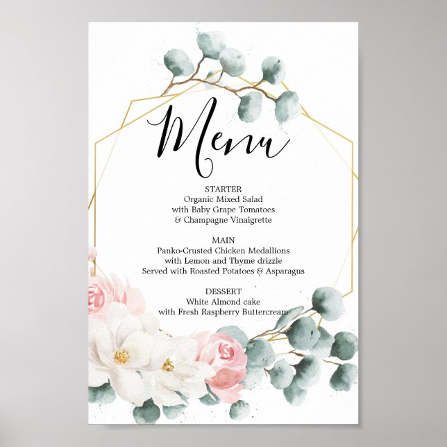 Poster Panneau de menu de verdure florale ou de bar (Devant)