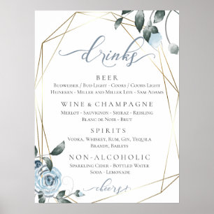 Poster Panneau de menu du bar complet de mariage