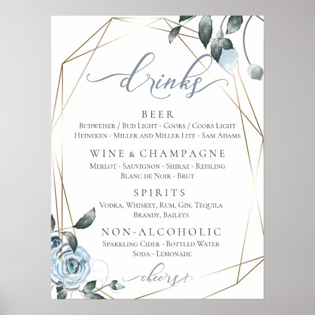 Poster Panneau de menu du bar complet de mariage (Devant)