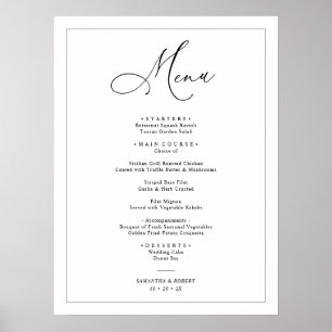 Poster Panneau de menu minimaliste moderne noir et blanc