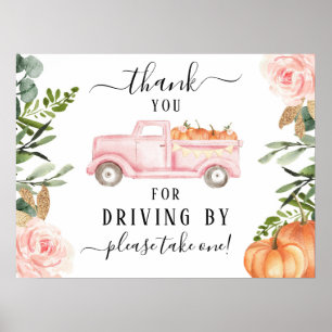 Poster Panneau de Merci citrouille par Baby shower