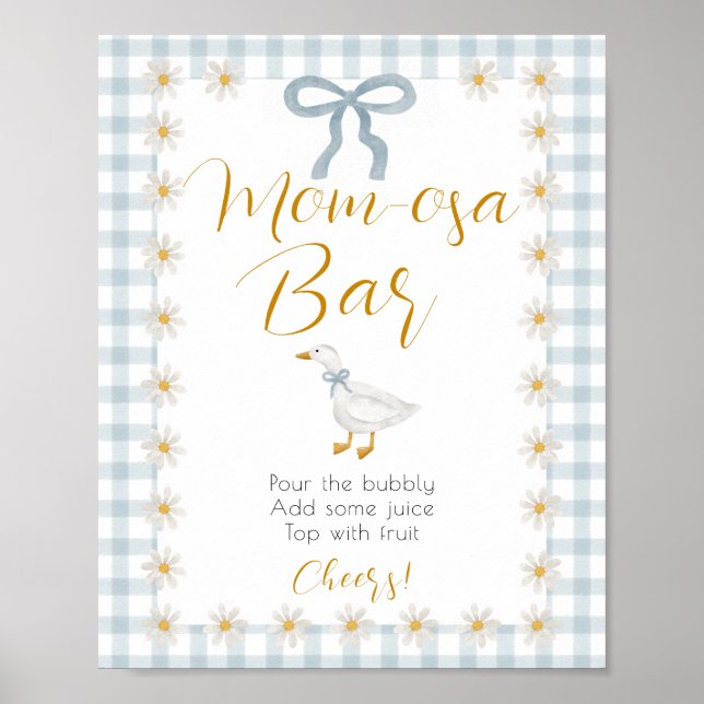 Poster Panneau de Mimosa pour Baby Shower Silly Goose Blu (Devant)