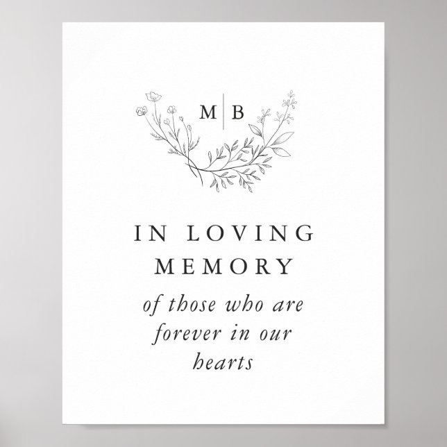 Poster Panneau de monogramme de mariage formal en souveni (Devant)