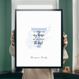 Poster Panneau de nom de famille floral verset biblique J