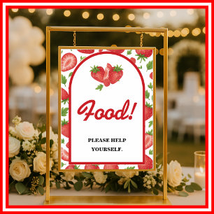 Poster Panneau de nourriture Fraise Baie Sucré Baby Showe