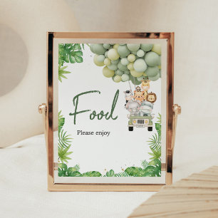 Poster Panneau de nourriture pour Baby Shower Jungle Oh B